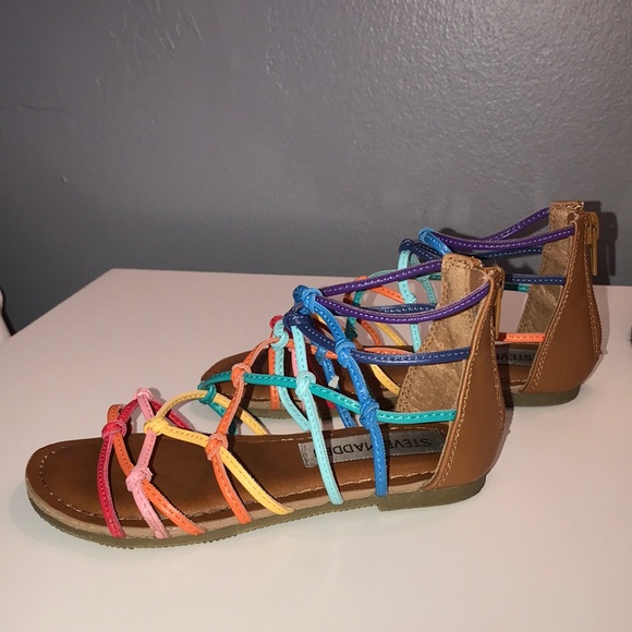 rainbow colored gladiator sandals